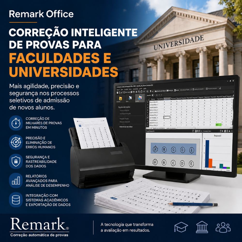 Descubra como universidades utilizam o Remark Office para corrigir vestibulares com rapidez, precisão e relatórios avançados. Veja benefícios e funcionamento.